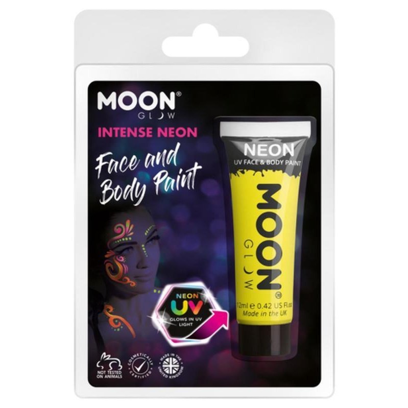 Moon Glow Intense Neon UV Face Paint, Yellow-Make up and Special FX-Jokers Costume Mega Store
