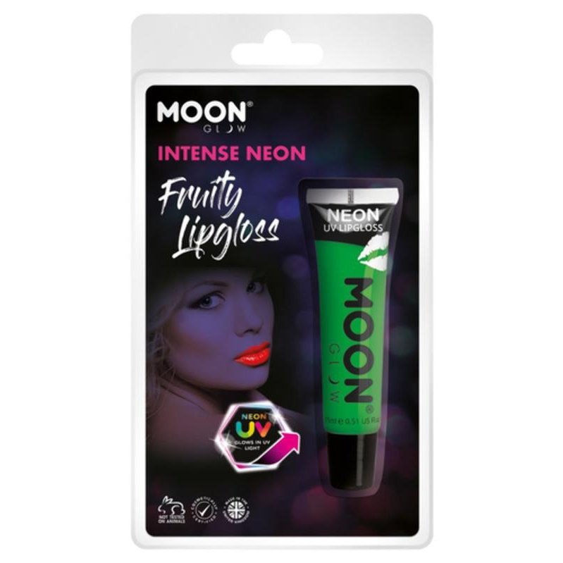 Moon Glow Intense Neon UV Fruity Lipgloss, Green-Make up and Special FX-Jokers Costume Mega Store