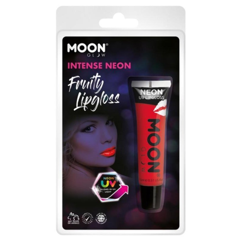 Moon Glow Intense Neon UV Fruity Lipgloss, Red-Make up and Special FX-Jokers Costume Mega Store