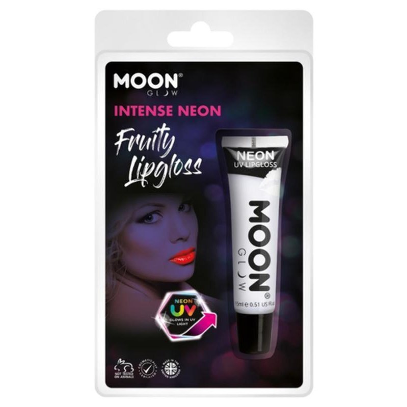 Moon Glow Intense Neon UV Fruity Lipgloss, White-Make up and Special FX-Jokers Costume Mega Store