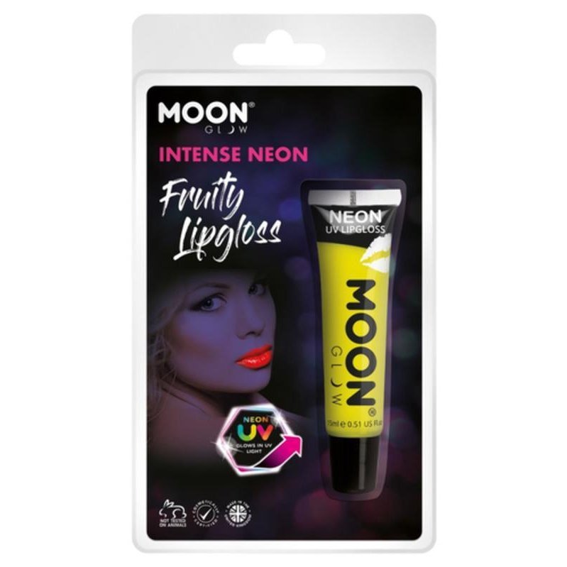 Moon Glow Intense Neon UV Fruity Lipgloss, Yellow-Make up and Special FX-Jokers Costume Mega Store