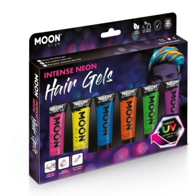 Moon Glow Intense Neon UV Hair Gel, Assorted-Make up and Special FX-Jokers Costume Mega Store