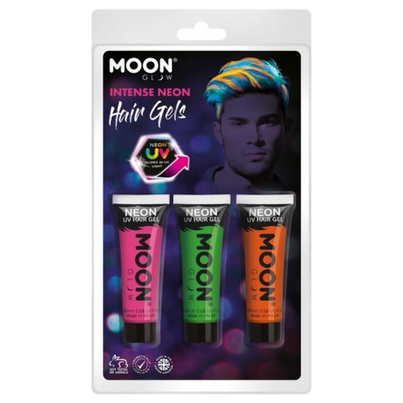 Moon Glow Intense Neon UV Hair Gel, Pink, Green, Orange-Make up and Special FX-Jokers Costume Mega Store