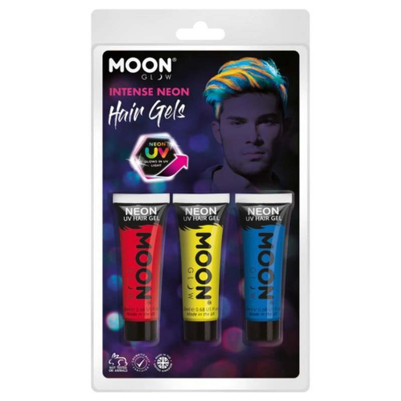 Moon Glow Intense Neon UV Hair Gel, Red, Yellow, Blue-Make up and Special FX-Jokers Costume Mega Store