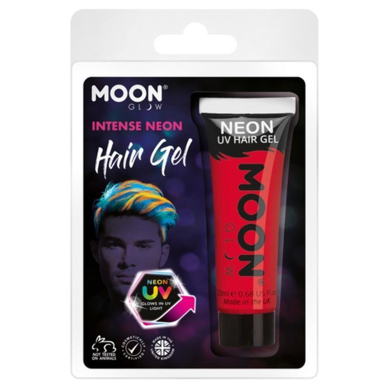 Moon Glow Intense Neon UV Hair Gel, Red-Make up and Special FX-Jokers Costume Mega Store