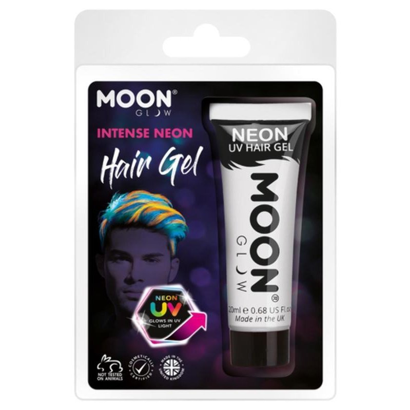 Moon Glow Intense Neon UV Hair Gel, White-Make up and Special FX-Jokers Costume Mega Store