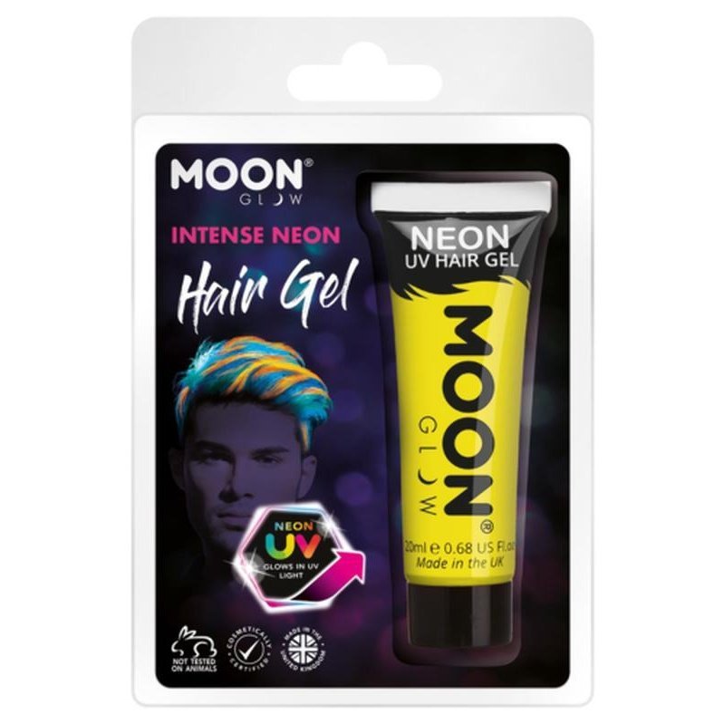 Moon Glow Intense Neon UV Hair Gel, Yellow-Make up and Special FX-Jokers Costume Mega Store