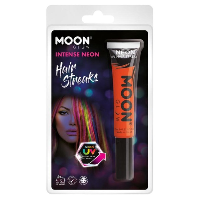 Moon Glow Intense Neon UV Hair Streaks, Orange-Make up and Special FX-Jokers Costume Mega Store