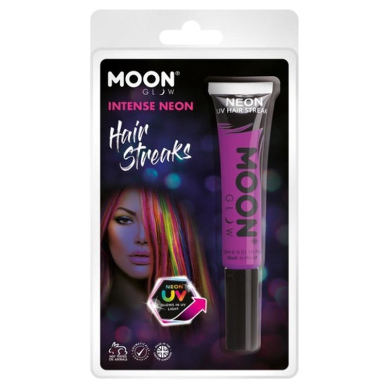 Moon Glow Intense Neon UV Hair Streaks, Purple-Make up and Special FX-Jokers Costume Mega Store