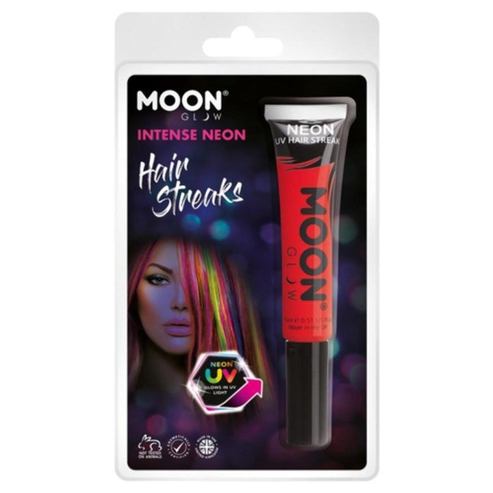 Moon Glow Intense Neon UV Hair Streaks, Red-Make up and Special FX-Jokers Costume Mega Store
