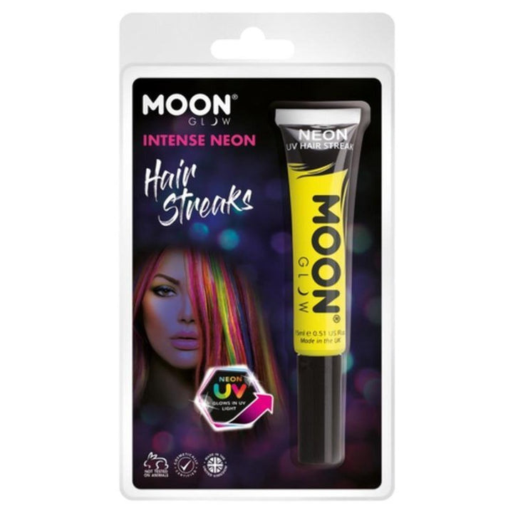 Moon Glow Intense Neon UV Hair Streaks, Yellow-Make up and Special FX-Jokers Costume Mega Store