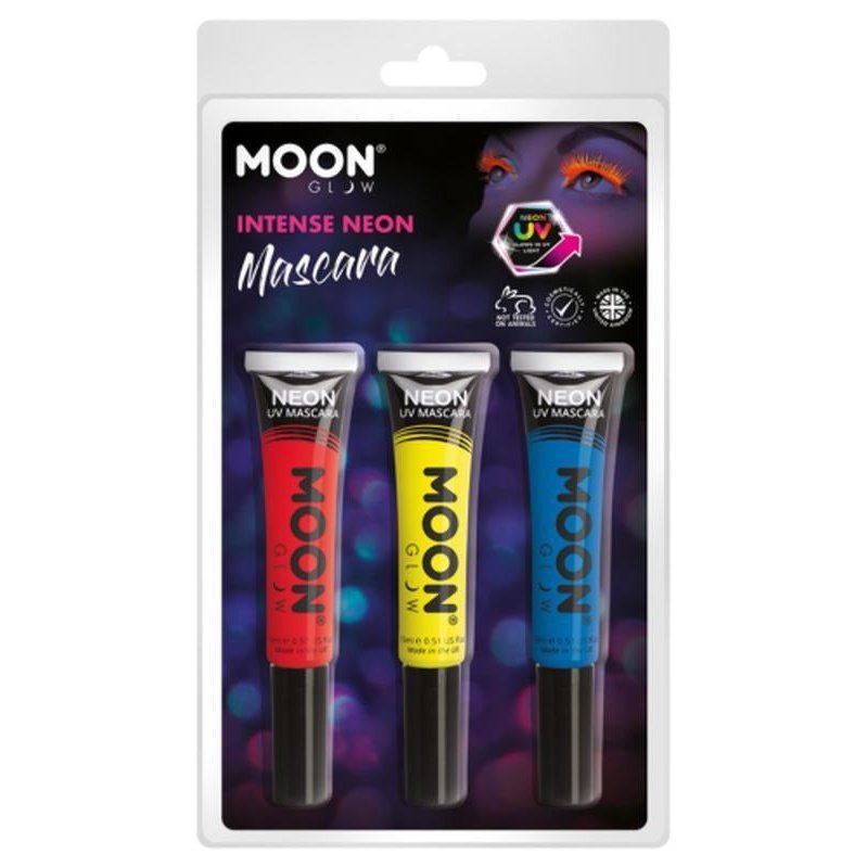 Moon Glow Intense Neon UV Mascara, Red, Yellow, Blue-Make up and Special FX-Jokers Costume Mega Store