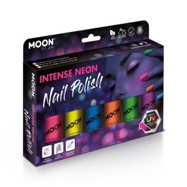 Moon Glow Intense Neon UV Nail Polish, Assorted-Make up and Special FX-Jokers Costume Mega Store