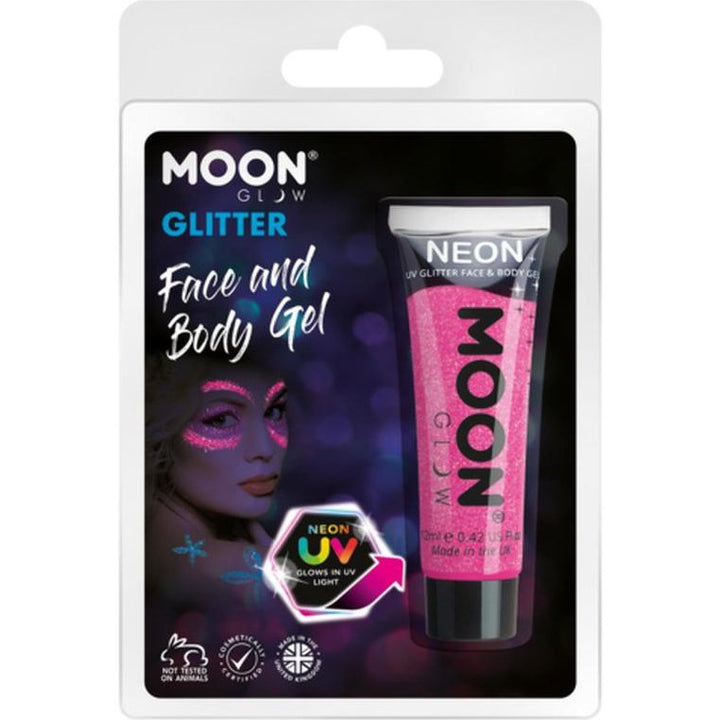 Moon Glow Neon UV Fine Glitter Gel, Hot Pink-Make up and Special FX-Jokers Costume Mega Store