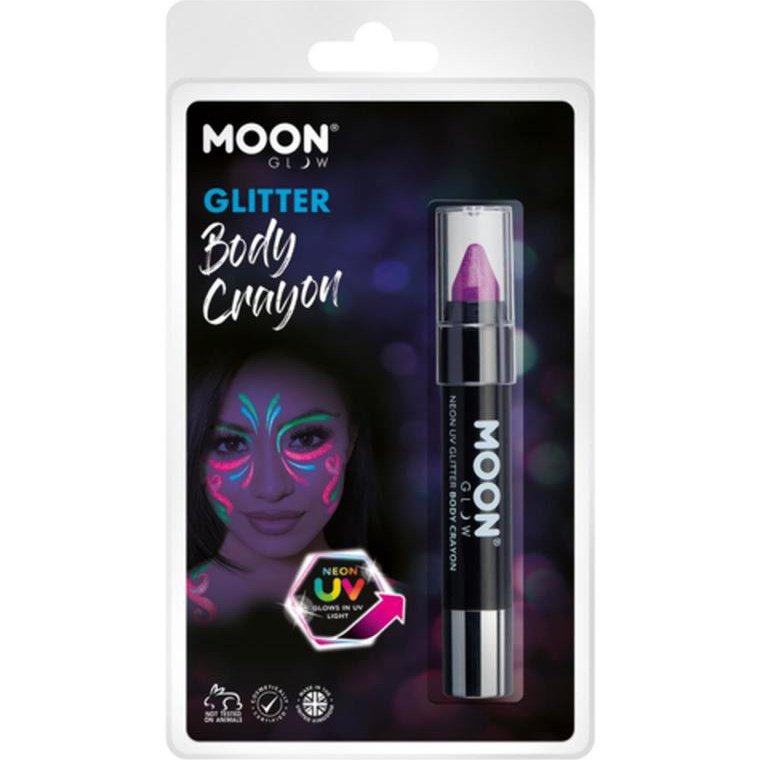 Moon Glow - Neon UV Glitter Body Crayons, Purple-Make up and Special FX-Jokers Costume Mega Store