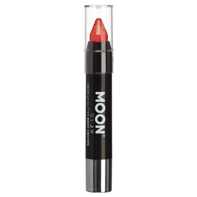 Moon Glow - Neon UV Glitter Body Crayons, Red-Make up and Special FX-Jokers Costume Mega Store
