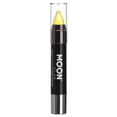 Moon Glow - Neon UV Glitter Body Crayons, Yellow-Make up and Special FX-Jokers Costume Mega Store