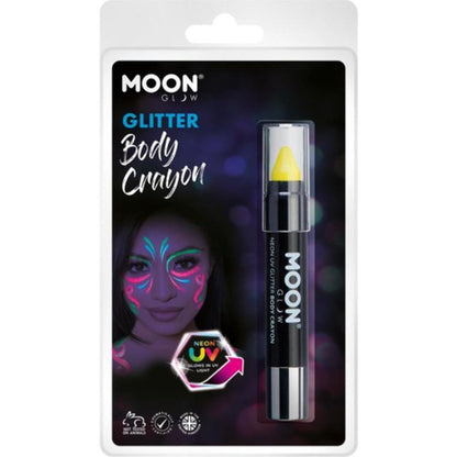 Moon Glow - Neon UV Glitter Body Crayons, Yellow-Make up and Special FX-Jokers Costume Mega Store