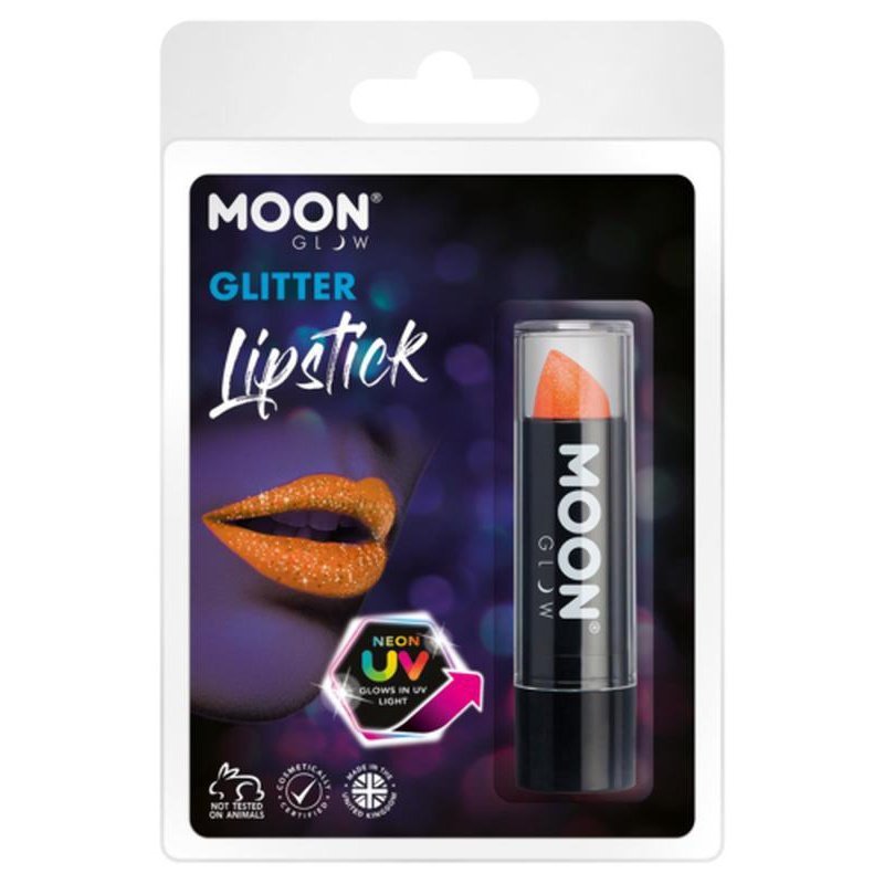 Moon Glow - Neon UV Glitter Lipstick, Orange-Make up and Special FX-Jokers Costume Mega Store