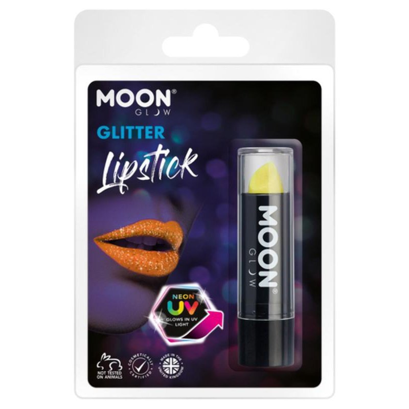 Moon Glow - Neon UV Glitter Lipstick, Yellow-Make up and Special FX-Jokers Costume Mega Store