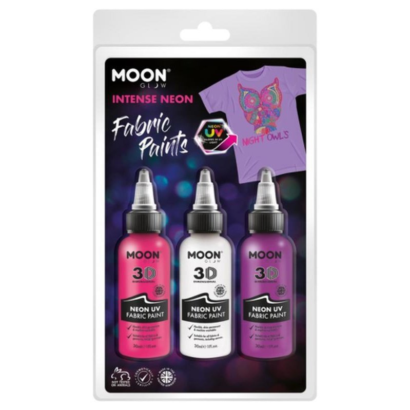 Moon Glow - Neon UV Intense Fabric Paint, Pink, White, Purple-Make up and Special FX-Jokers Costume Mega Store