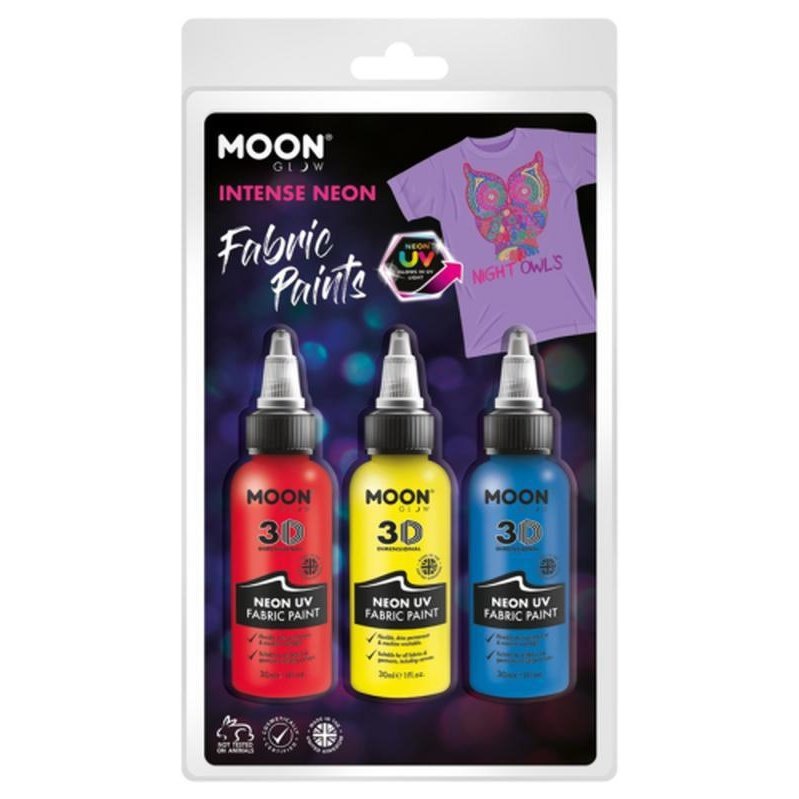 Moon Glow - Neon UV Intense Fabric Paint, Red, Yellow, Blue-Make up and Special FX-Jokers Costume Mega Store