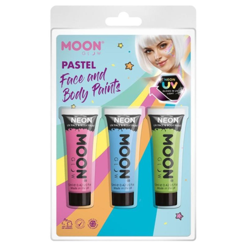 Moon Glow Pastel Neon UV Face Paint, Pink, Blue, Green-Make up and Special FX-Jokers Costume Mega Store
