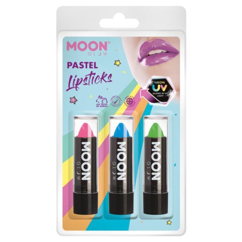 Moon Glow Pastel Neon UV Lipstick, Pink, Blue, Green-Make up and Special FX-Jokers Costume Mega Store