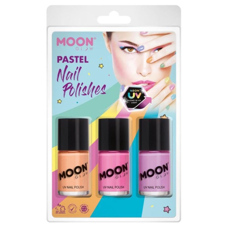 Moon Glow Pastel Neon UV Nail Polish, Orange, Pink, Lilac-Make up and Special FX-Jokers Costume Mega Store