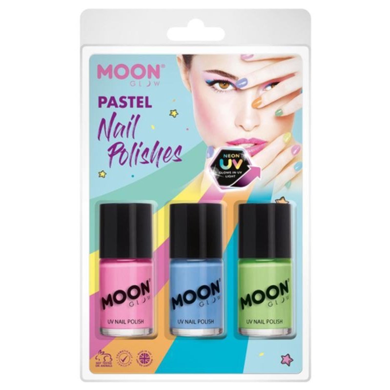 Moon Glow Pastel Neon UV Nail Polish, Pink, Blue, Green-Make up and Special FX-Jokers Costume Mega Store