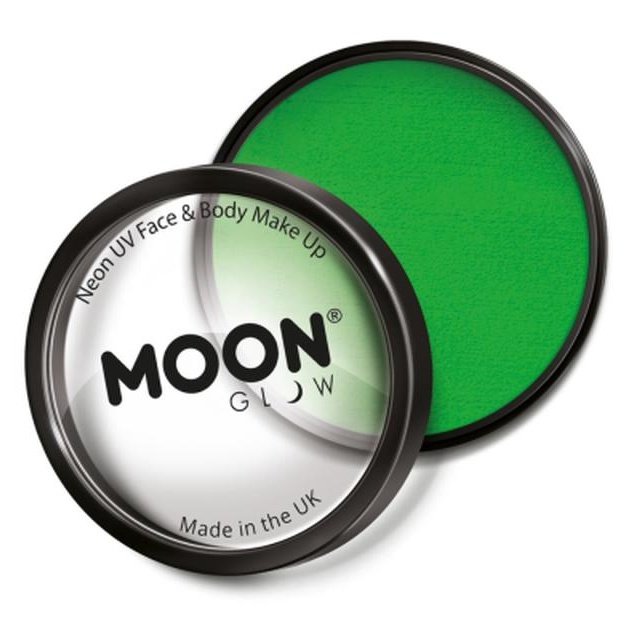 Moon Glow Pro Intense Neon UV Cake Pot, Green-Make up and Special FX-Jokers Costume Mega Store
