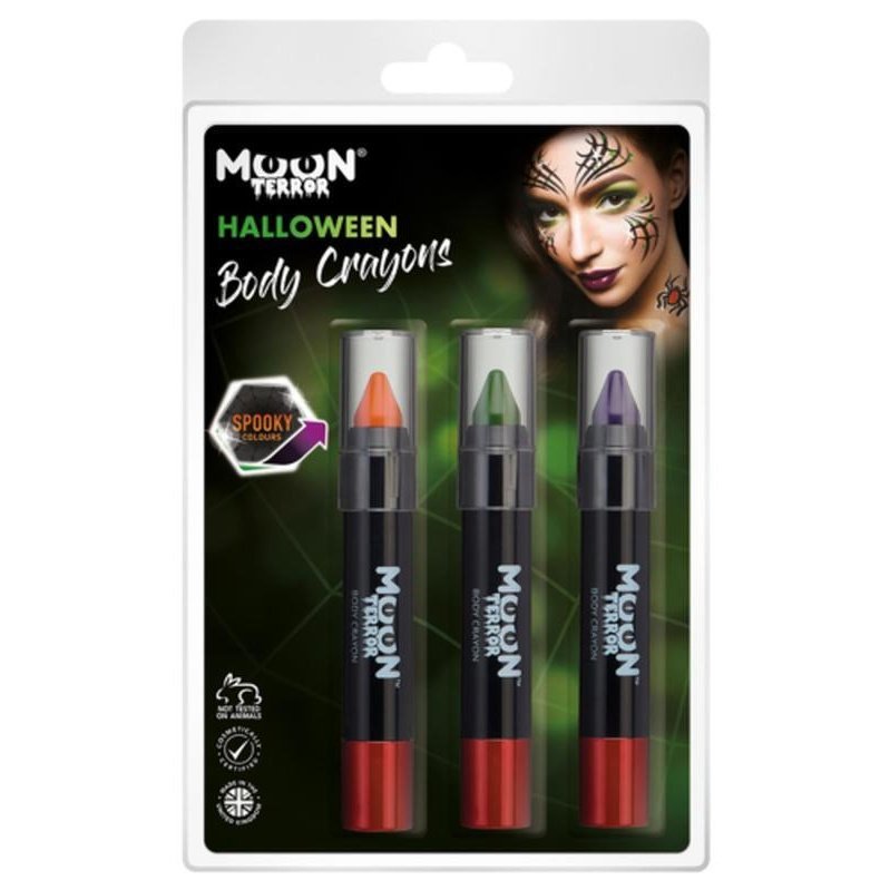 Moon Terror Halloween Body Crayons, Orange, Green, Purple-Make up and Special FX-Jokers Costume Mega Store