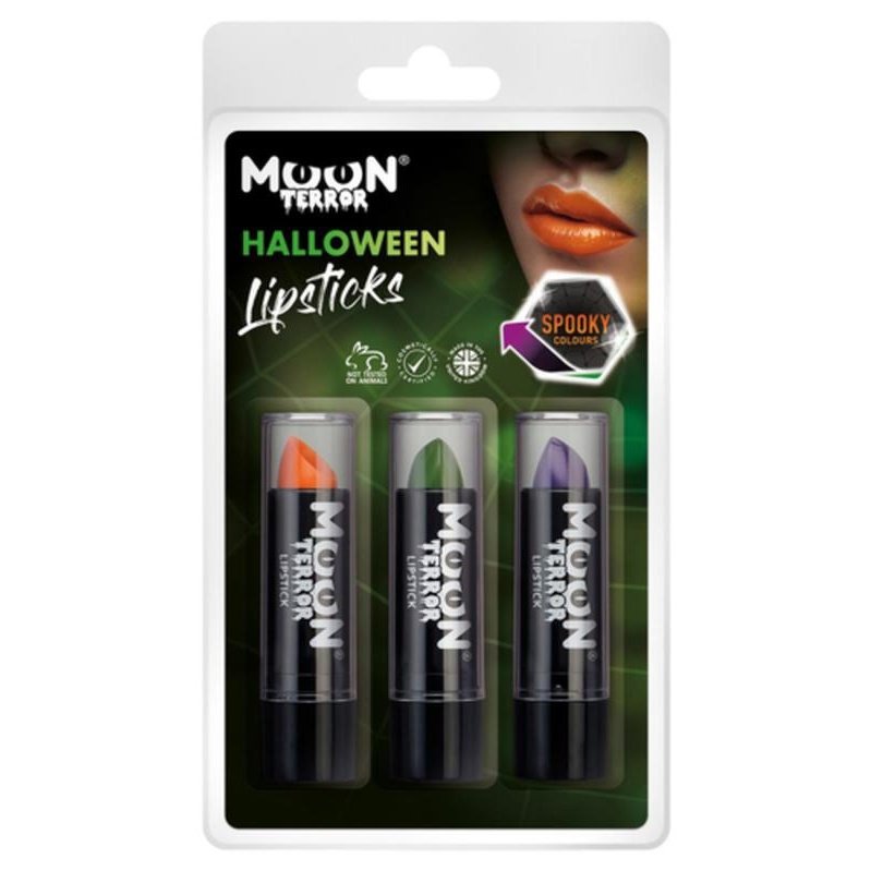 Moon Terror Halloween Lipstick, Orange, Green, Purple-Make up and Special FX-Jokers Costume Mega Store