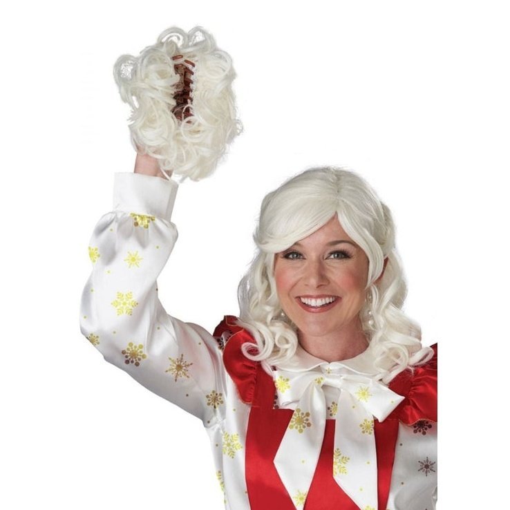 Mrs. Claus Costume Wig And Bun Clip - Jokers Costume Mega Store