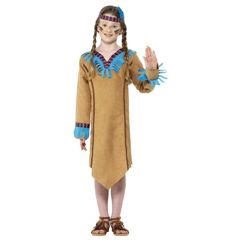 Native American Inspired Girl Costume, Brown - Jokers Costume Mega Store