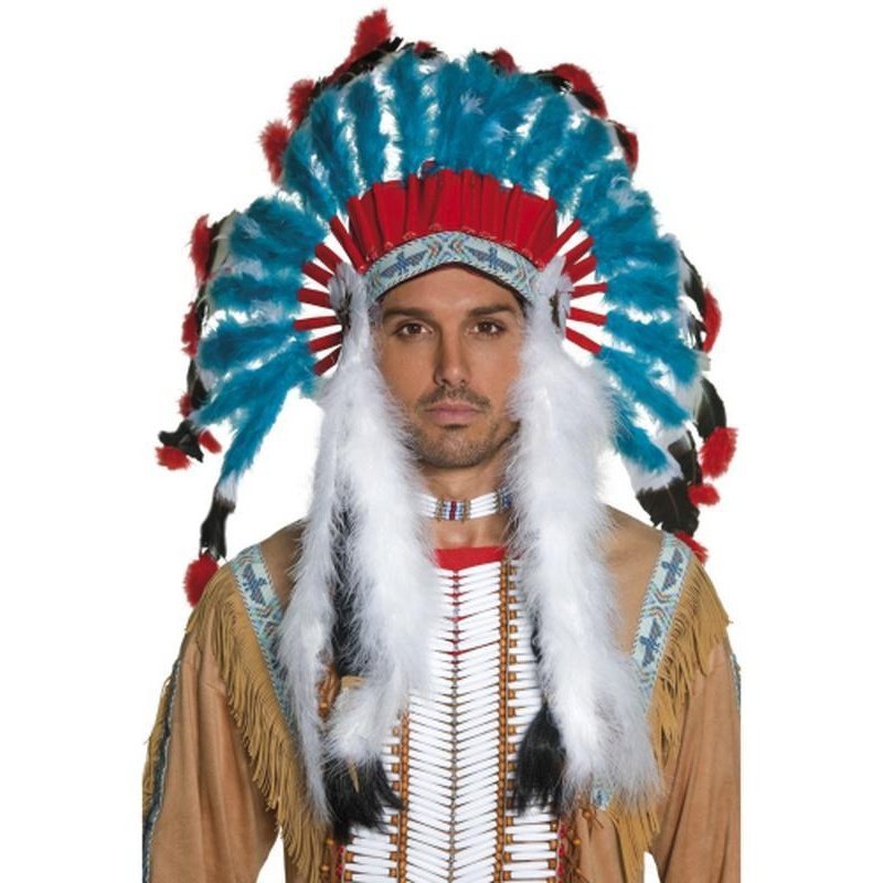 Native American Inspired Headdress,Blue - Jokers Costume Mega Store