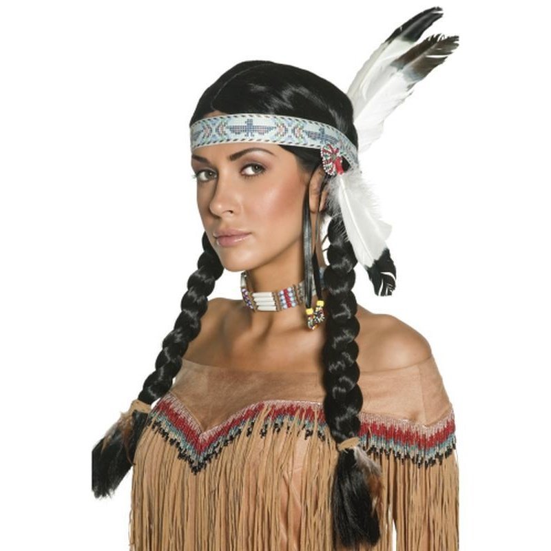 Native American Inspired Wig - Black, Plaits - Jokers Costume Mega Store