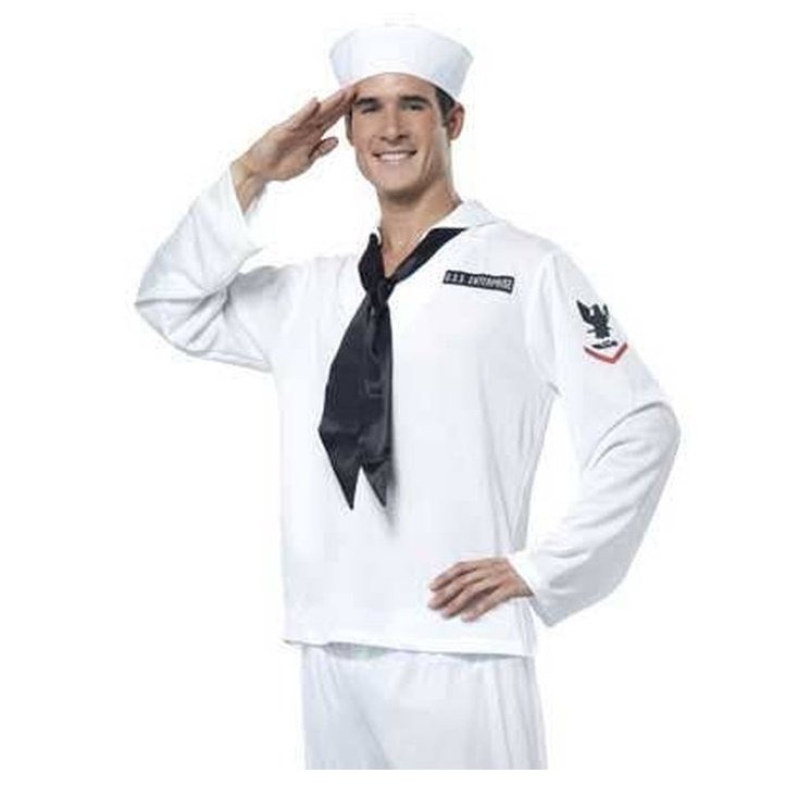Navy Sailor Men's White Marine Uniform Costume - Jokers Costume Mega Store