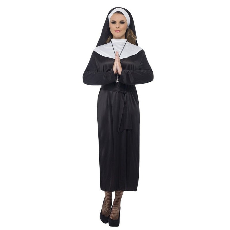 Complete Nun Costume in Black with Dress, Belt & Headdress Jokers Costume Mega Store Complete Nun Costume in Black with Dress, Belt & Headdress Jokers Costume Mega Store