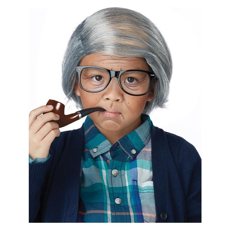 Old Man Combover Kids Wig Glasses And Pipe Kit - Jokers Costume Mega Store