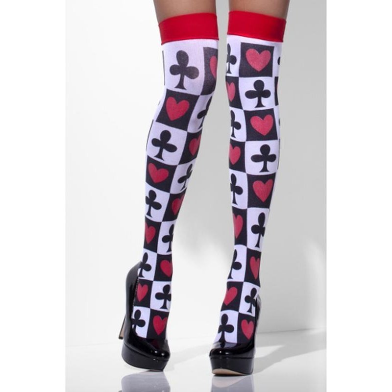 Opaque Hold-Ups - White, Poker Pattern - Jokers Costume Mega Store