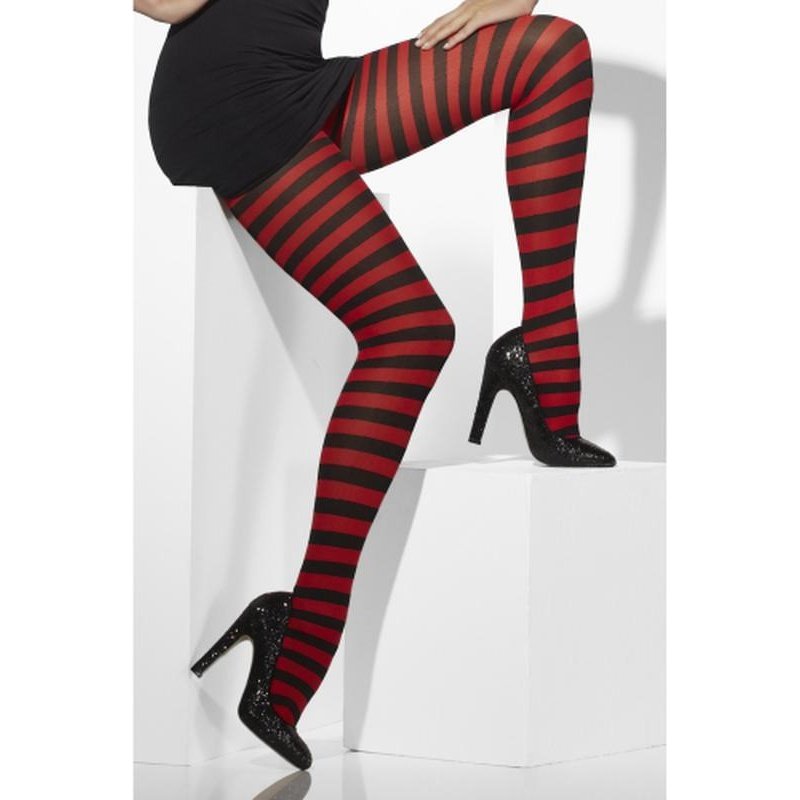 Opaque Tights - Striped - Red & Black - Jokers Costume Mega Store