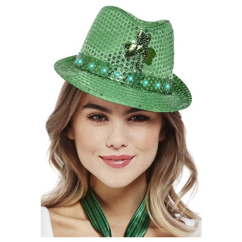 Paddy's Day Light Up Sequin Trilby Hat - Jokers Costume Mega Store