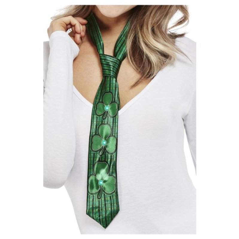 Paddy's Day Light Up Shamrock Tie - Jokers Costume Mega Store