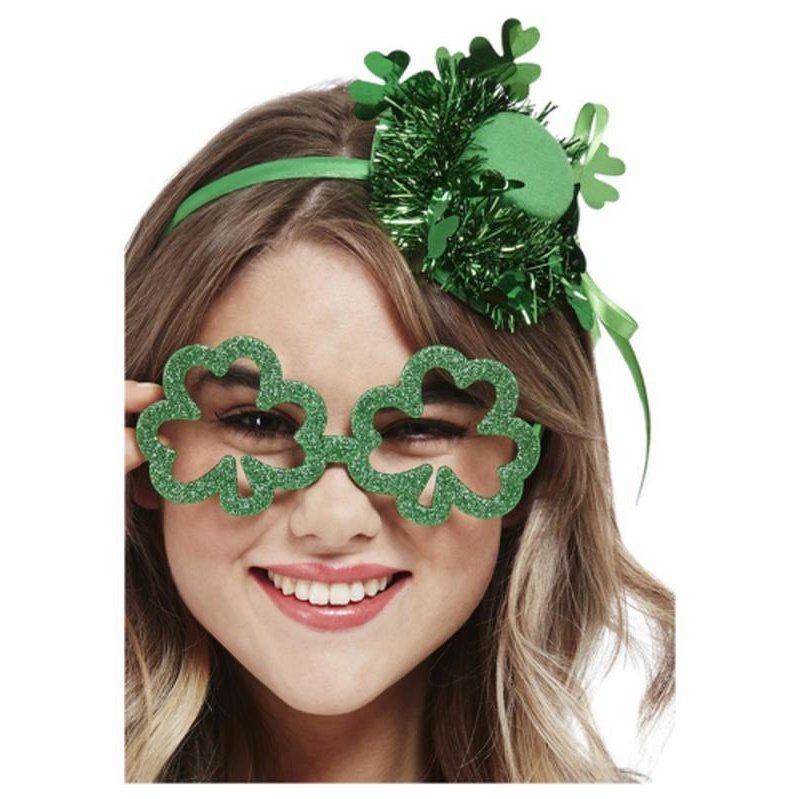 Paddy's Day Shamrock Glitter Party Specs - Jokers Costume Mega Store