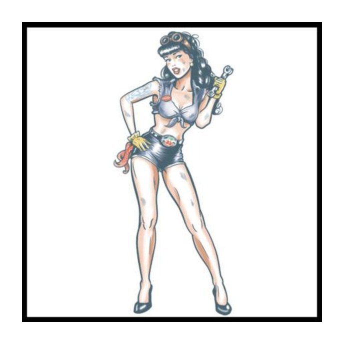 Pin Up – Mechanic Girl – Temporary Tattoo - Jokers Costume Mega Store