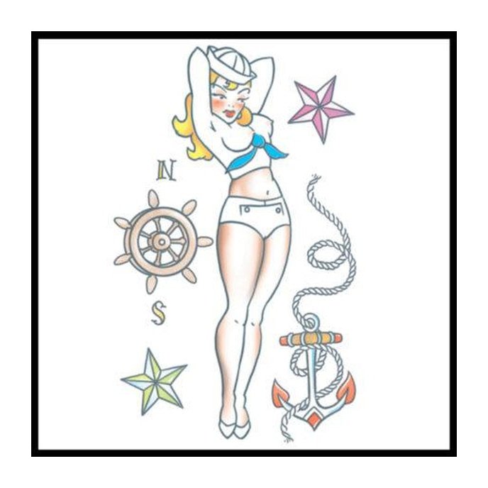 Pin Up – Sailor Girl – Temporary Tattoo - Jokers Costume Mega Store