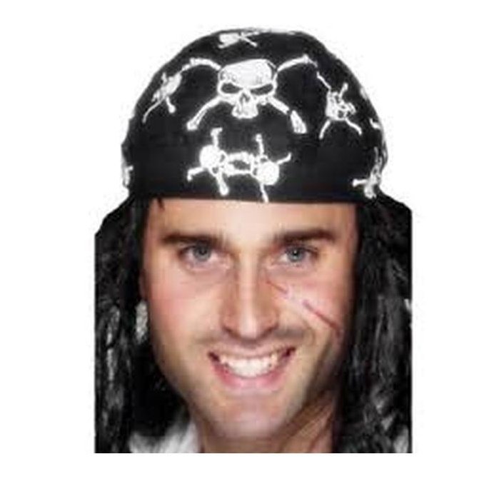 Pirate Bandana, Skull and Crossbones Design - Jokers Costume Mega Store