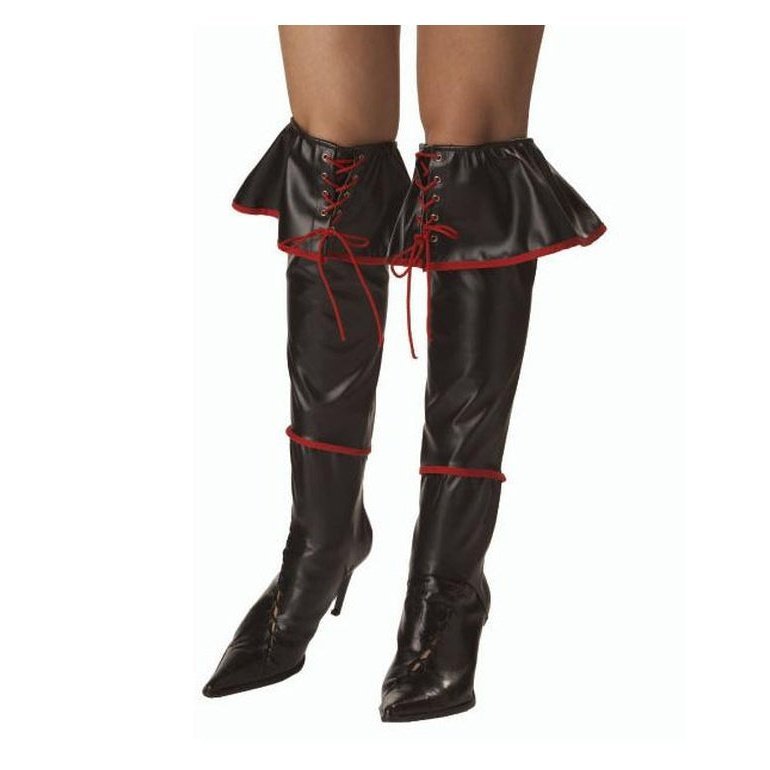 Pirate Boot Covers Black And Red - Jokers Costume Mega Store