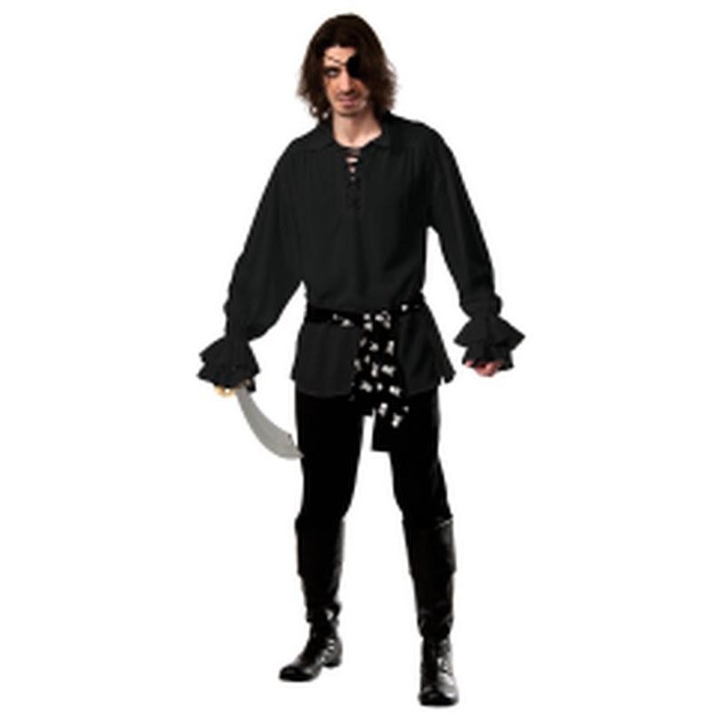 Pirate Cotton Shirt Black Size Std - Jokers Costume Mega Store